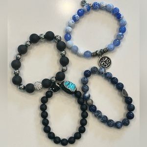Bundle of 4 Stone Stretch Bracelets